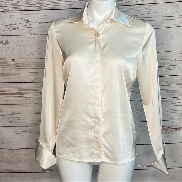 Boston Proper Tops - Boston Proper Silky Feel Button Down Blouse Size 4